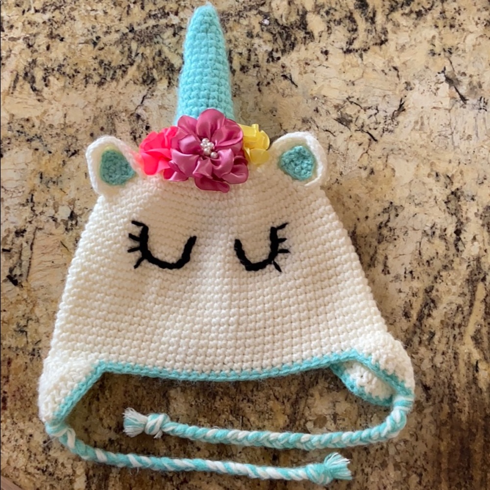 Girls handmade unicorn beanie